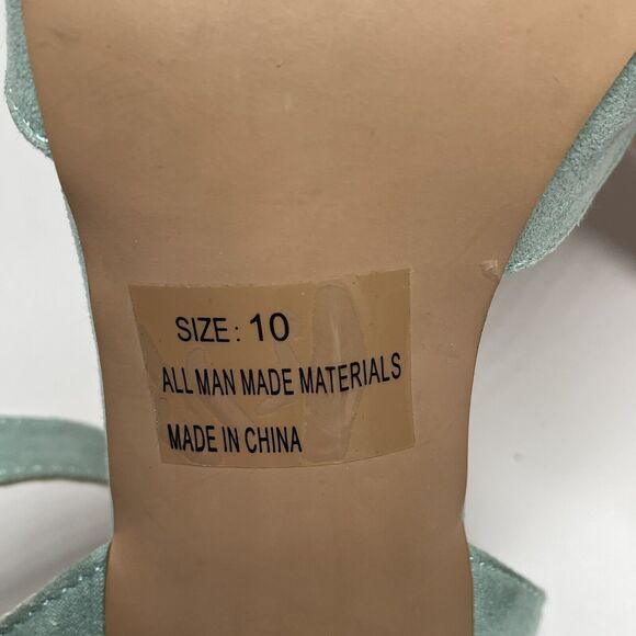 Qupid Light Green Wrap Ankle Strap Faux Suede Pointed Toe Stiletto Heels Size 10 - Picture 8 of 12